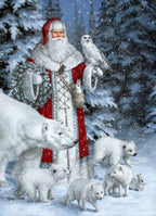 Red Arctic Santa with Polar Bears, Foxes, Owl T5