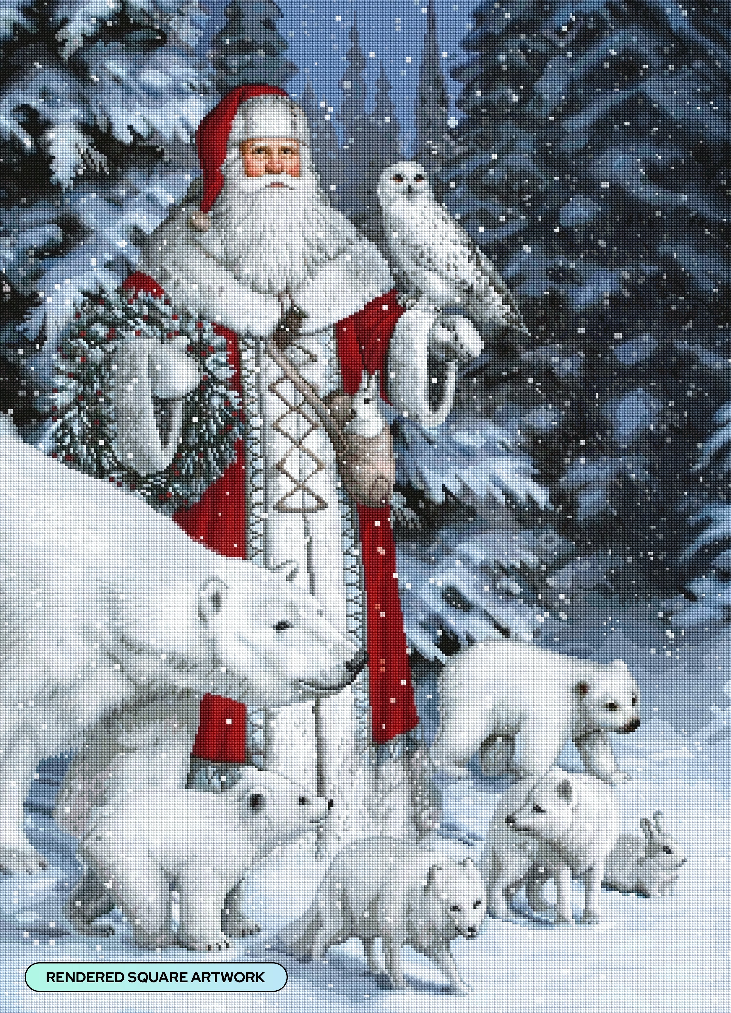 Red Arctic Santa with Polar Bears, Foxes, Owl T5